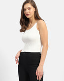 Madame Hoop Strap Off White Ribbed Tank Top