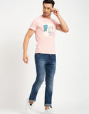 Camla Barcelona Graphic Print Peach Regular T-Shirt