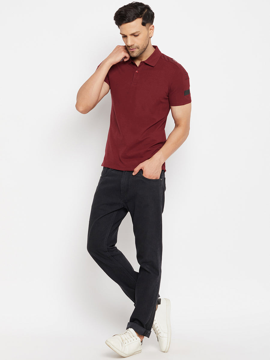 Camla Mehroon T- Shirt For Men