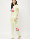 Msecret Disney Pooh Printed T-shirt with Pajama Neon Night Suit