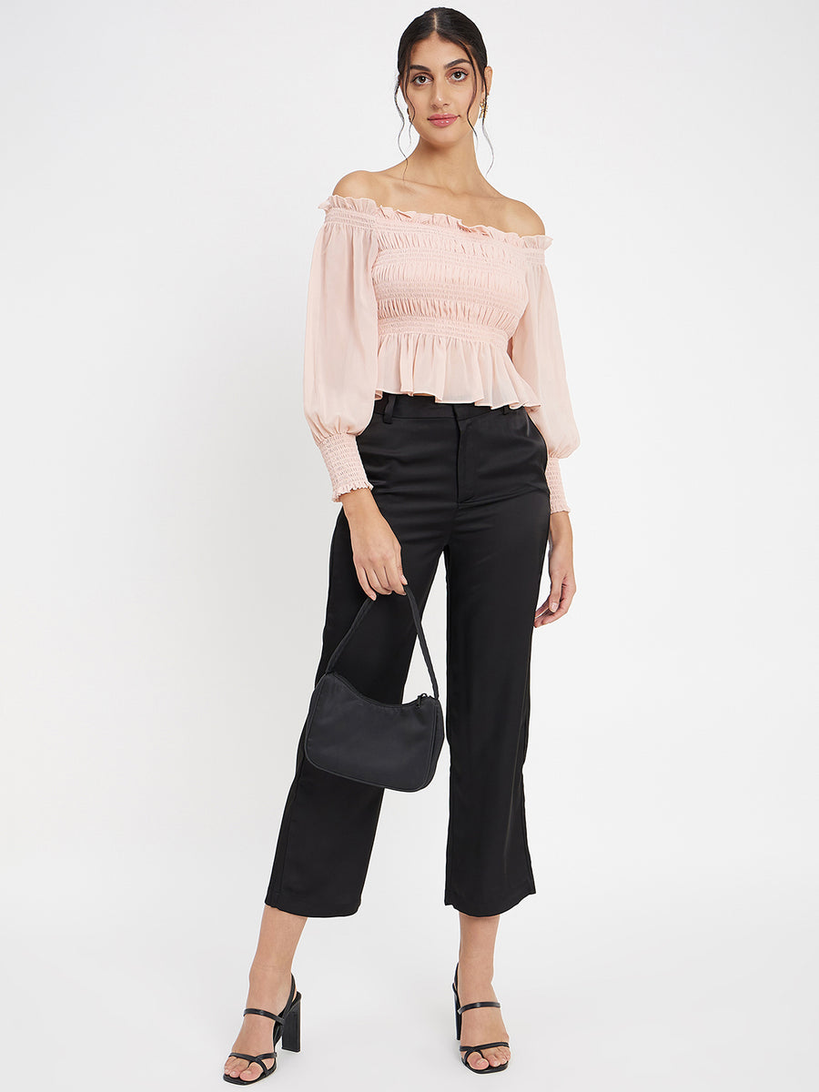 Camla Peach Solid Top For Women