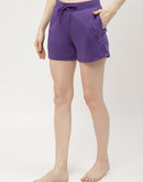 Madame Solid Purple Loose Fit Shorts