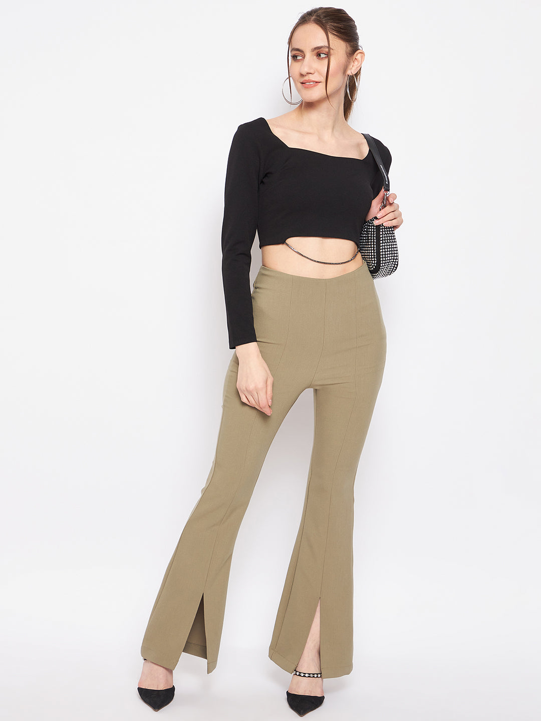 Camla Barcelona Khaki Green Trouser For Women