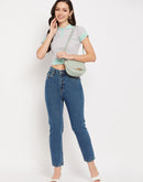 Camla Barcelona Peach Spread Collar Crop Top