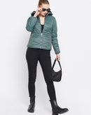 Madame Hooded Green Quilted Jacket