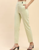 Camla Barcelona Solid Mint Green Straight Fit Trouser