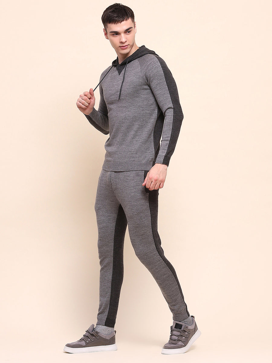 Camla Barcelona Color Blocked Anthra Hooded Sweater