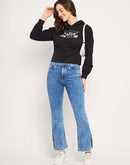 Camla Barcelona Graphic Print Black Hooded Sweatshirt