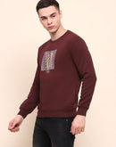 Camla Barcelona Graphic Print Wine Red Cotton Sweatshirt