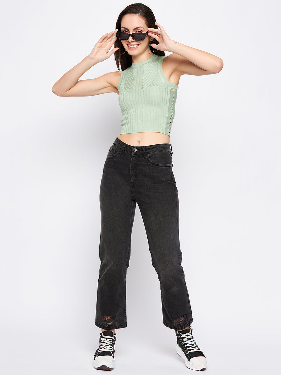 Camla Barcelona Peacock Halter Crop Top