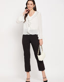 Camla Barcelona Ruffle Detailed White Striped Top