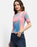 Madame Abstract Print Pink Regular T-shirt