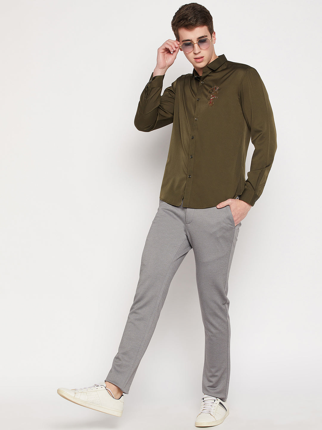 Camla Barcelona Military Green Shirt For Men