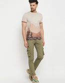 Camla Barcelona Men’S Scenery Print Beige T-Shirt