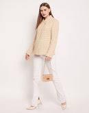 Camla Barcelona Chequered Beige Linen Coat