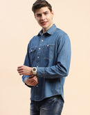 Camla Barcelona Solid Dark Blue Shirt