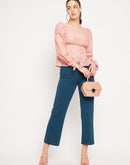 Camla Barcelona Polka Dot Peach Peplum Top