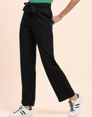 Camla Barcelona  Belted Waist Black Solid Trousers