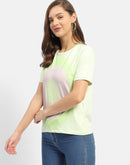 Madame Abstract Print Neon Green T-shirt