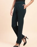 Camla Barcelona Side Slit Salem Blue Straight Fit Trousers