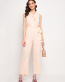 Camla Barcelona Surplice Neck Tie Waist Peach Jumpsuit