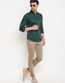 Camla Barcelona Self Striped Green Shirt For Men