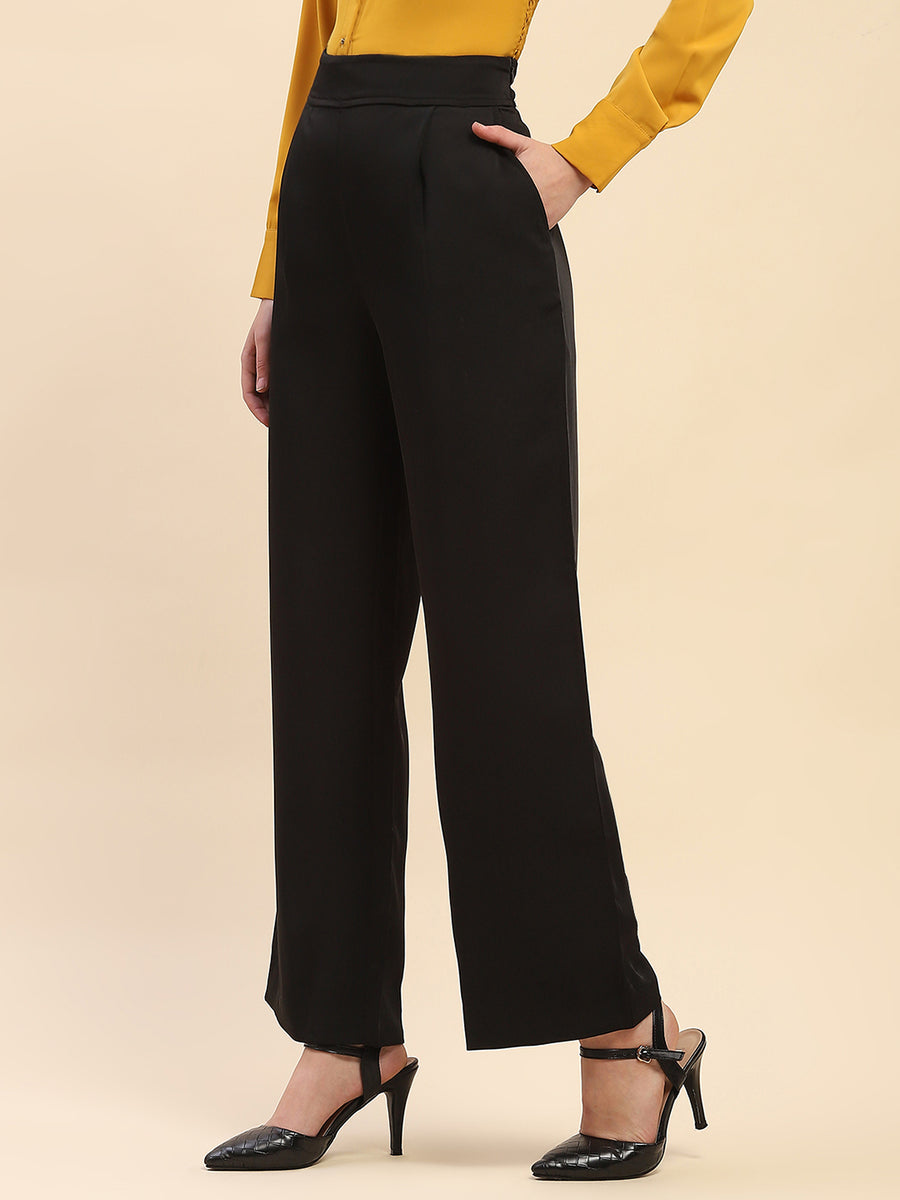 Camla Barcelona High Rise Black Wide Leg Fit Trousers