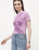 Madame Graphic Print Lilac Ribbed T-shirt