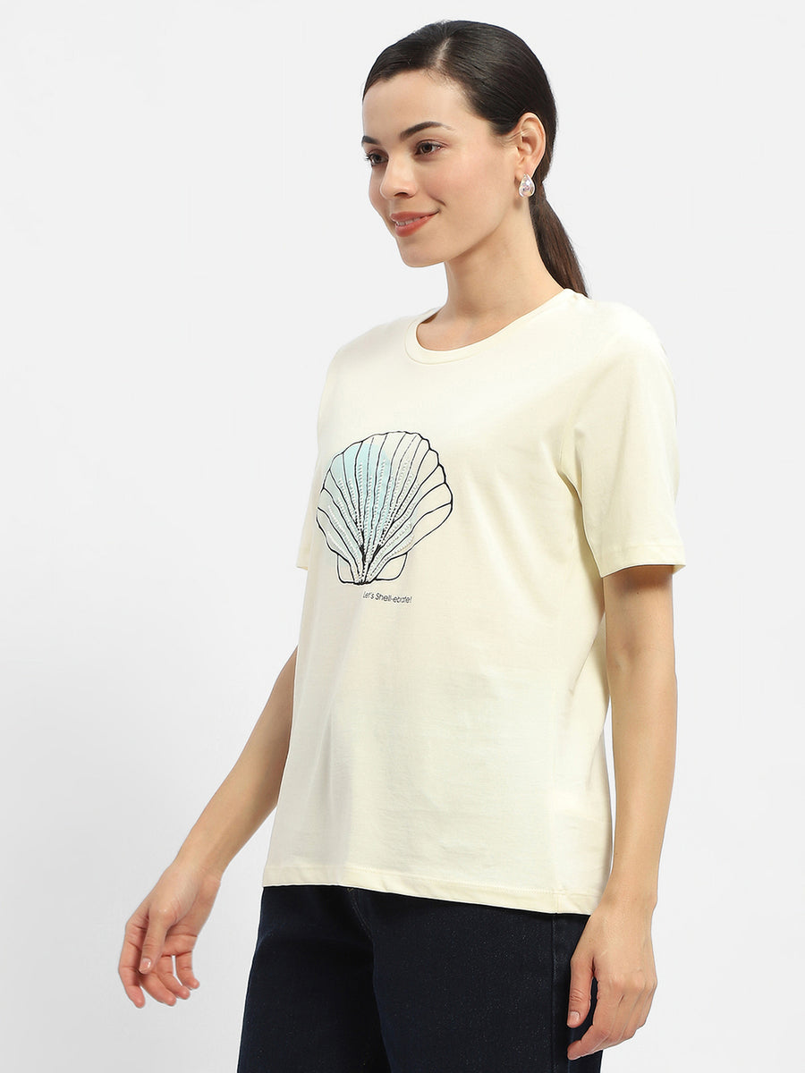 Madame Graphic Print Beige Regular T-shirt
