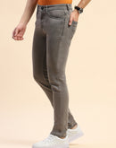 Camla Barcelona Solid Grey Straight Fit Jeans