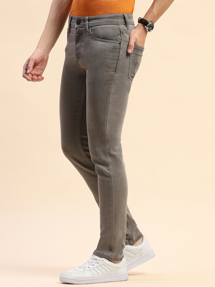 Camla Barcelona Solid Grey Straight Fit Jeans