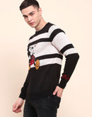 Camla Barcelona Striped Disney Printed Black Sweater