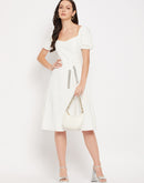 Camla Barcelona White Sweetheart  Neckline Embellished Dress