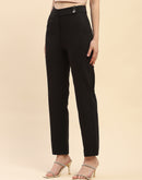 Camla Barcelona Solid Black Straight Fit Trouser