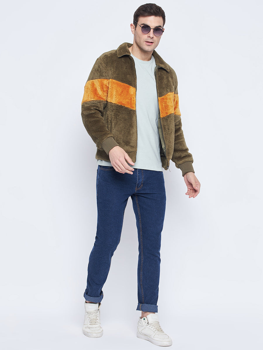 Camla Barcelona Fleece Olive Green Sweatshirt For Men
