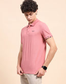 Camla Barcelona Solid Dusty Pink Polo Neck T-shirt