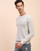 Camla Barcelona Crew Neck Solid Grey Full Sleeve Sweater