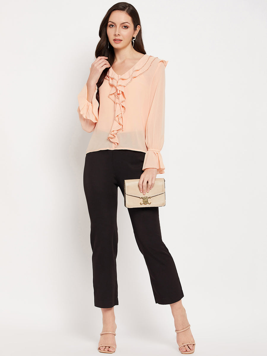 Camla Barcelona Ruffled Embellished Top