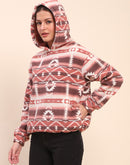 Camla Barcelona Aztec Print Hooded Brown Sweatshirt