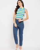 Camla Barcelona Striped Collared Crop Tshirt