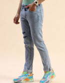 Camla Barcelona Distressed Ice Blue Straight Fit Jeans