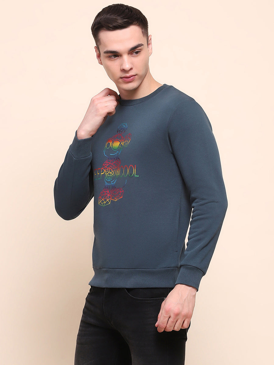 Camla Barcelona Disney Printed Teal Cotton Sweatshirt