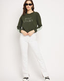 Camla Barcelona Typography Olive Green Sweatshirt