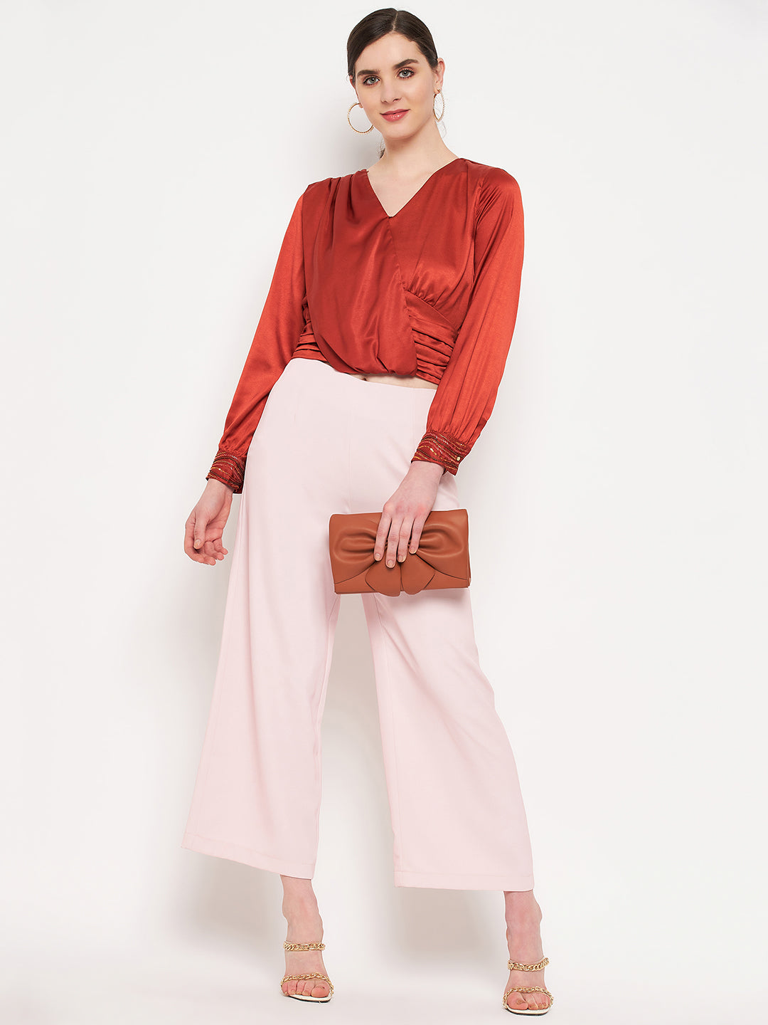 Camla Barcelona Rust  Satin Top For Women
