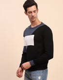 Camla Barcelona Colourblock Crew Neck Navy Sweater