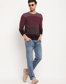Camla Barcelona Colourblocked Wine Sweater For Men
