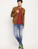 Camla Barcelona Horizontal Striped Dark Yellow Sweater For Men