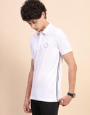 Camla Barcelona Solid White Polo Neck T-Shirt