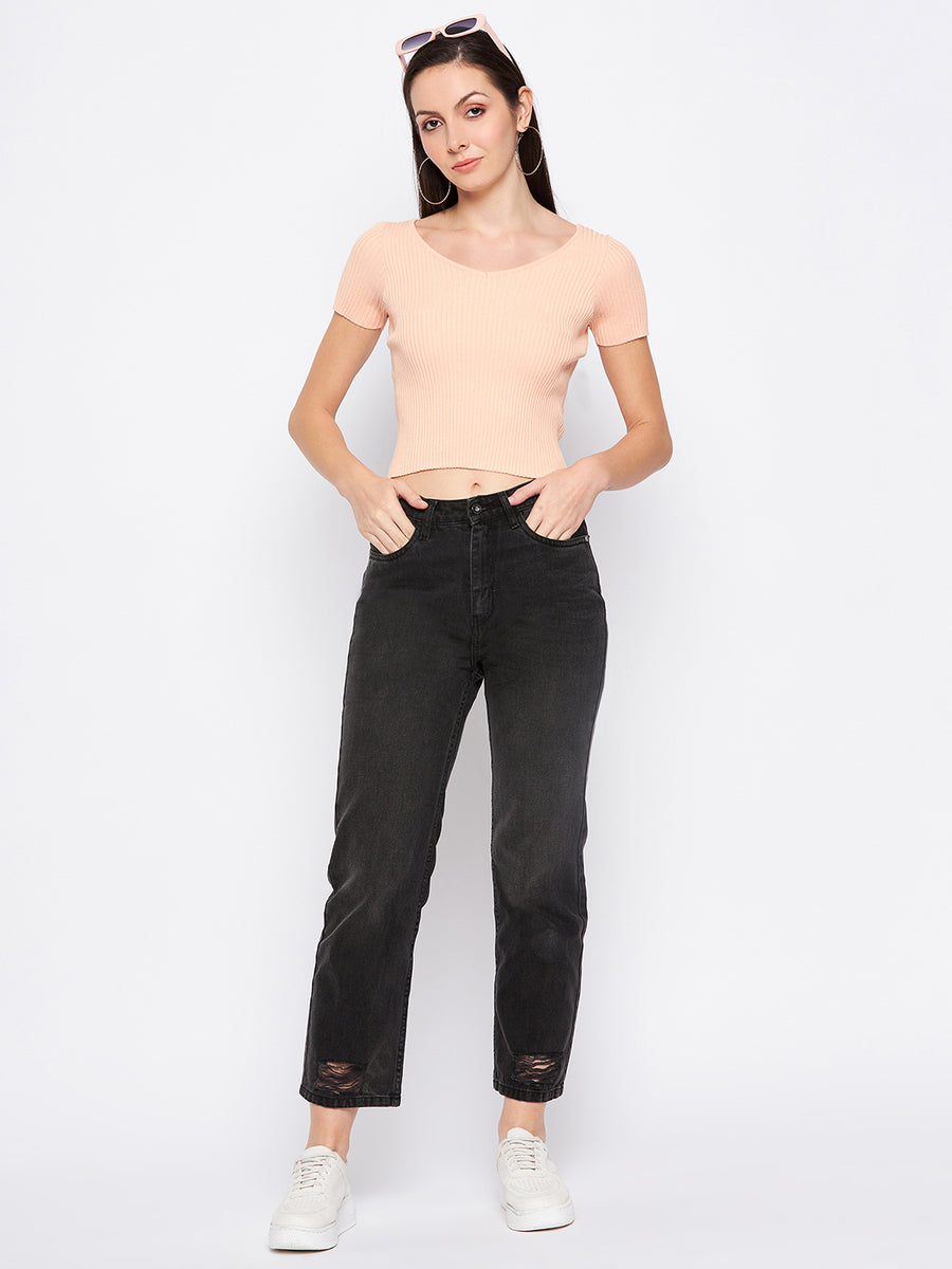 Camla Barcelona Cotton Scoop Neckline Crop Top