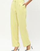 Madame Shanaya Kapoor Straight Fit Lime Yellow Trousers